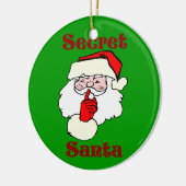 クリスマスの緑の秘密のサンタ セラミックオーナメント (左)