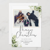 クリスマスの緑の花の金の写真 シーズンカード (正面/裏面)