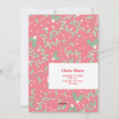 クリスマスの緑の赤い写真の誕生のお知らせ シーズンカード (裏面)