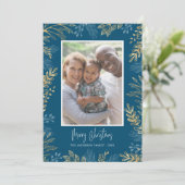 クリスマスの緑の金ゴールドと青2の写真 シーズンカード (スタンド正面)