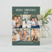 クリスマスの緑の4枚の写真コラージュ シーズンカード (スタンド正面)