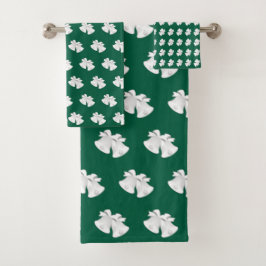 クリスマスの緑を繰り返結婚すホリデーベル バスタオルセット