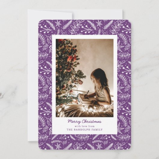クリスマスの緑独身のの縦写真(プラム) シーズンカード (正面)