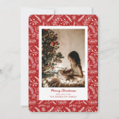 クリスマスの緑独身のの縦写真(赤) シーズンカード (正面)