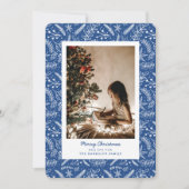 クリスマスの緑独身のの縦写真(青) シーズンカード (正面)