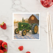 クリスマスの緑色トラクターイルミネーション スタンダードカクテルナプキン (インサイチュ)