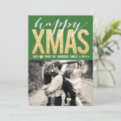 クリスマスの緑金ゴールドのグリッターの写真の平らなカード シーズンカード (スタンド正面)