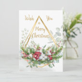 クリスマスの緑、ボーブル、金ゴールドエフェクトフレーム シーズンカード (スタンド正面)