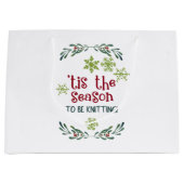 . .クリスマスの編み物ニットになる季節 ラージペーパーバッグ (正面)