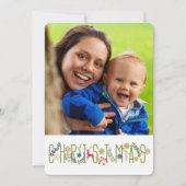 クリスマスの縦型写真カード 招待状 (正面)