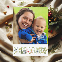 クリスマスの縦型写真カード 招待状