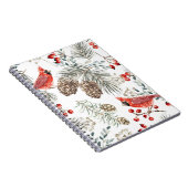 クリスマスの縫い目のないパターン、（鳥）ショウジョウコウカンチョウ鳥、赤いビー ノートブック (右側)