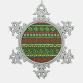 クリスマスの繰り返しパターン スノーフレークピューターオーナメント (正面)