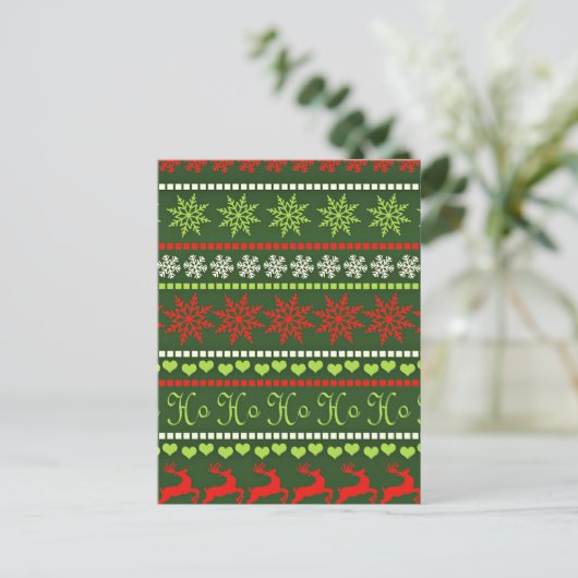 クリスマスの繰り返しパターン ポストカード (スタンド正面)