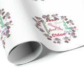 クリスマスの繰り返し名のパーソナライズされたファミリ ラッピングペーパー (ロールコーナー)