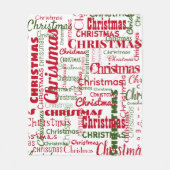 クリスマスの繰り返し名パターン赤い緑の白 フリースブランケット (正面)