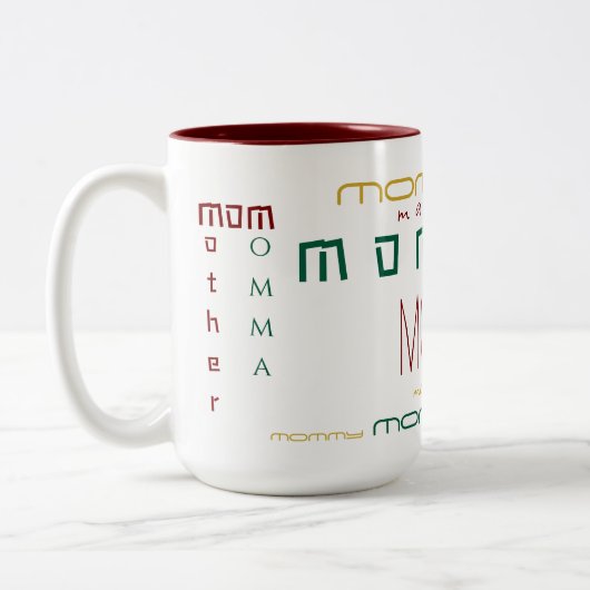 クリスマスの繰り返し名パーソナライズされたのコーヒーマグ ツートーンマグカップ (左)