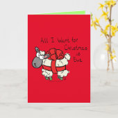 クリスマスの羊の漫画 カード (黄色い花)