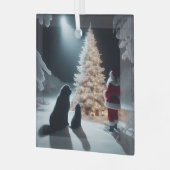 クリスマスの美しいとNewfsとSanta ガラスオーナメント (正面左)