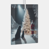 クリスマスの美しいとNewfsとSanta ガラスオーナメント (正面右)