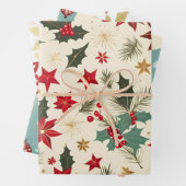 クリスマスの美しいグリッターパターン ラッピングペーパーシート (インサイチュ)