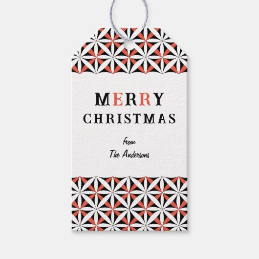クリスマスの美しいスノーフレーク星模様CC1281 ギフトタグ (正面)