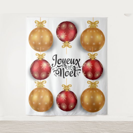 クリスマスの美しいフランス語のゴールドと赤の宝玉 タペストリー (正面)