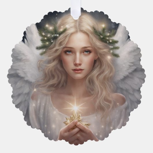 クリスマスの美しい天使 オーナメントカード (正面)