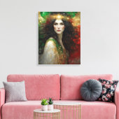 クリスマスの美しい女性の心 キャンバスプリント (インサイチュ (リビング))