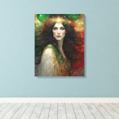 クリスマスの美しい女性の心 キャンバスプリント (インサイチュ (ウッドフロア))