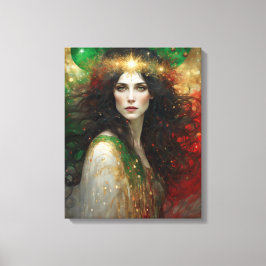 クリスマスの美しい女性の心 キャンバスプリント