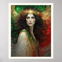 クリスマスの美しい女性の心 ポスター