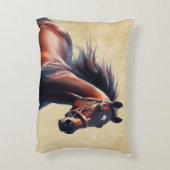 クリスマスの美しい茶色の馬 アクセントクッション (裏面(縦))