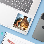 クリスマスの聖家族 シール (ノートパソコンとiPhone)