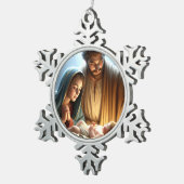 クリスマスの聖家族 スノーフレークピューターオーナメント (右)