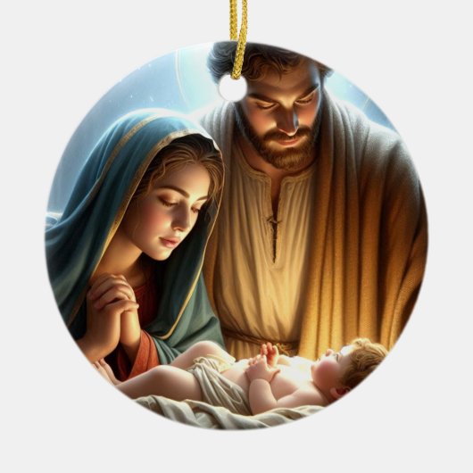 クリスマスの聖家族 セラミックオーナメント (正面)