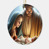 クリスマスの聖家族 セラミックオーナメント (左)