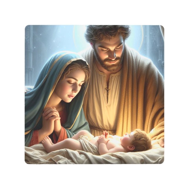 クリスマスの聖家族 メタルプリント (正面)