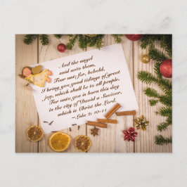 クリスマスの聖書の詩句 ルカ2:10-11 天使は言った シーズンポストカード