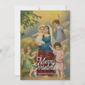 クリスマスの聖母マリアと幼子イエス天使たち シーズンカード (正面)