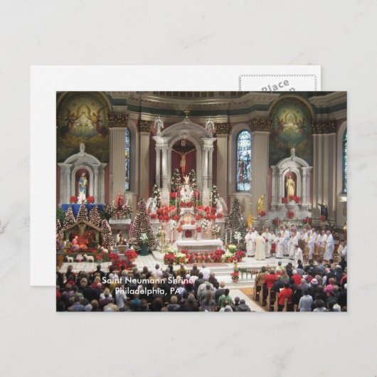 クリスマスの聖者のNeumannの神社のフィラデルヒィアPA シーズンポストカード (正面/裏面)