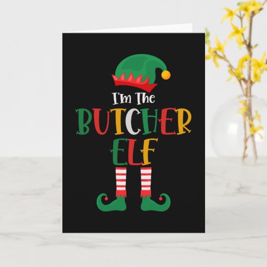 クリスマスの肉屋エルフのマッチング カード (黄色い花)