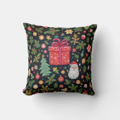 クリスマスの背景を持つ枕。 クッション (正面)