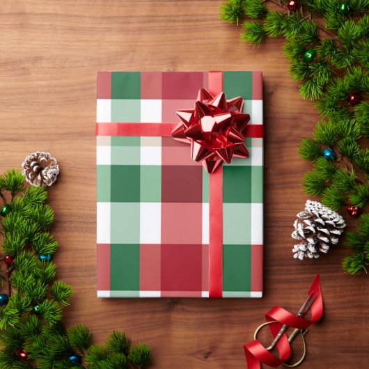 クリスマスの背景チェックパターン ラッピングペーパー (クリスマスギフト)
