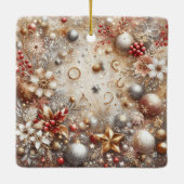 クリスマスの背景 | 家族ミニマルの写真 セラミックオーナメント (裏面)