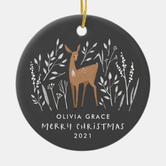 クリスマスの自然トナカイ繊細な1写真 セラミックオーナメント (正面)