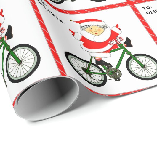 クリスマスの自転車に乗るクラウス夫人 ラッピングペーパー (ロールコーナー)