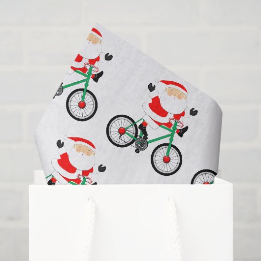 クリスマスの自転車に乗るサイクリスト 薄葉紙 (ギフトバッグ)