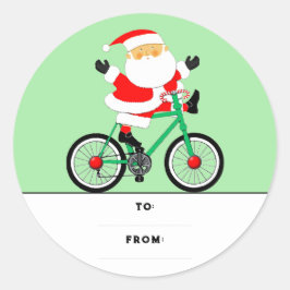 クリスマスの自転車ギフトタグ クラシックラウンドステッカー ラウンドシール