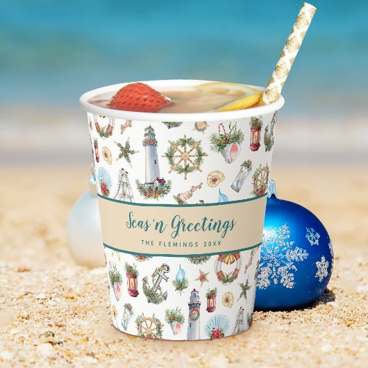 クリスマスの航海の挨拶　ペーパーカップ（名入れ可能） 紙コップ